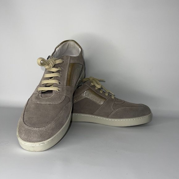 The David Tate Women Sneakers Beige Genuine Leather NWT - Picture 3 of 13